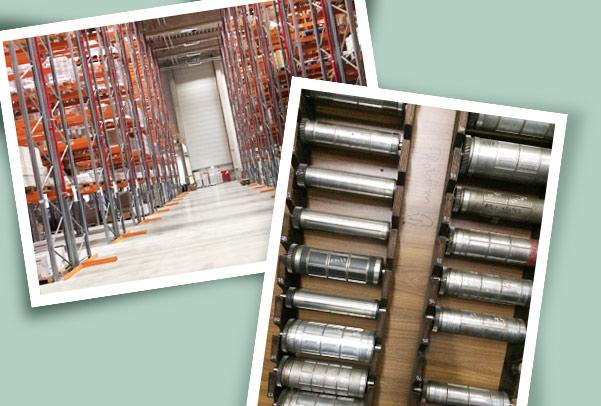 Lager in der Druckerei und Druckproduktion von Etiketten